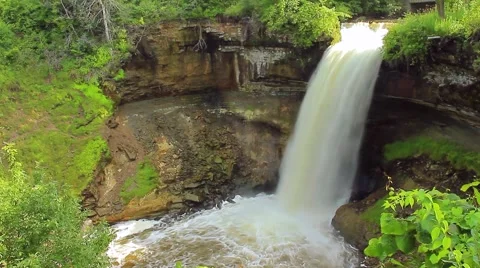 Minnehaha Falls High Angle Stock Footage 53368894