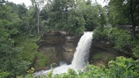 Minnehaha Falls Slow Motion Stock Footage 91345320