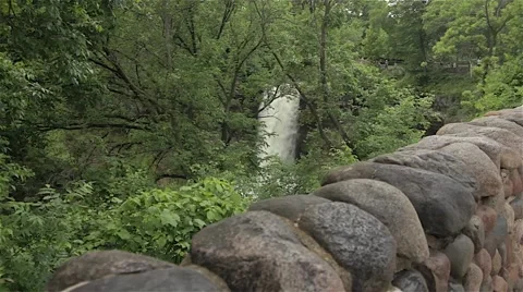 Minnehaha Falls from stone wall Video stock 48366913
