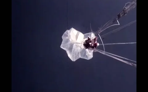 MINNESOTA - 1957 - Up camera view of a high-altitude balloon ascent and its Video stock 325211232