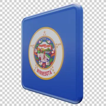 Minnesota 3d illustration flag on pole. Wood flagpole Illustrazione stock