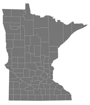 Minnesota administrative map. counties map of Minnesota, blank Map, empty M.. Stock Illustration