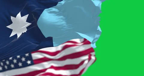 Minnesota and USA flags waving isolated on green background Stock Footage 335880957