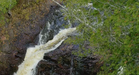 Minnesota - Devils Kettle Falls 120 FPS Tilt Down - 4K Slow Motion Stock Footage 111685333