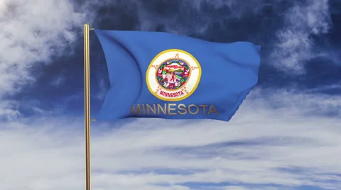 Minnesota flag with title waving in the wind. Looping sun rises style Vídeos de archivo 48169380