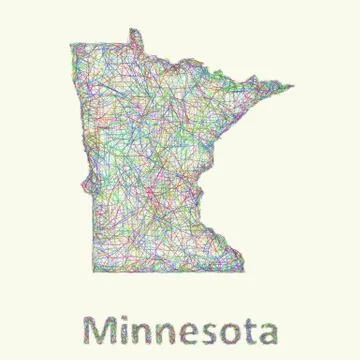 Minnesota line art map Иллюстрация
