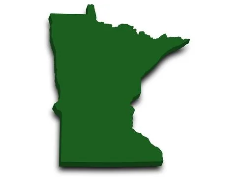 Minnesota Map 3d, state with color. Minn, MN, United State of America, US, .. Stock Illustration