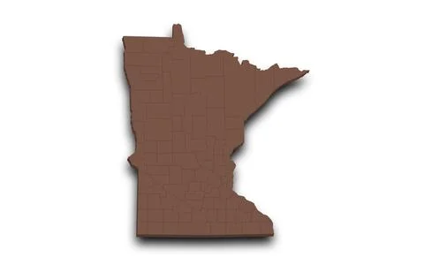 Minnesota Map 3d, state with color. Minn, MN, United State of America, US, .. Stock Illustration