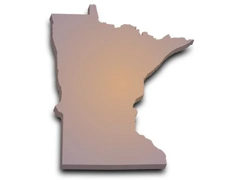 Minnesota Map 3d, state with color. Minn, MN, United State of America, US, .. Stock Illustration