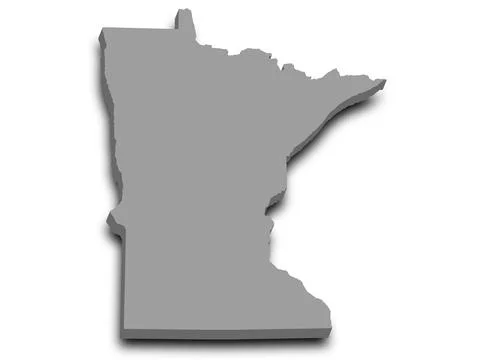 Minnesota Map 3d, state with color. Minn, MN, United State of America, US, .. Stock Illustration