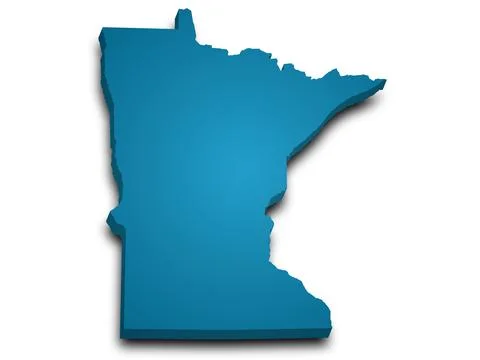 Minnesota Map 3d, state with color. Minn, MN, United State of America, US, .. Illustrazione stock