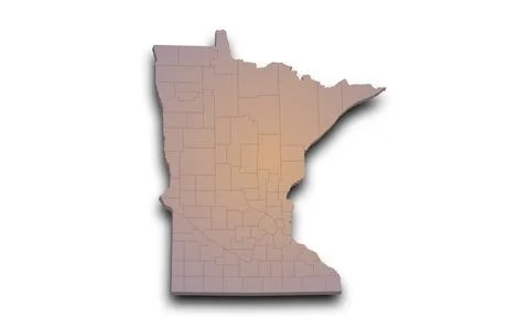 Minnesota Map 3d, state with color. Minn, MN, United State of America, US, .. Stock Illustration