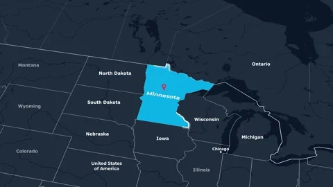 Minnesota Map Animation Locator Zoom 4K Motion Graphic Stock Footage 342421832