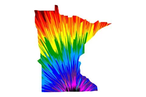 Minnesota - map is designed rainbow abstract colorful pattern Stock Illustration
