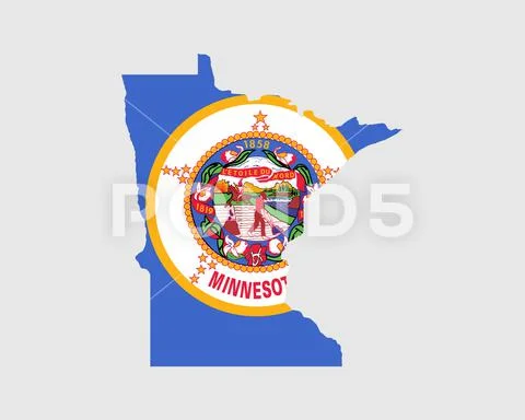 Minnesota Map Flag. Map of MN, USA with the state flag.: Graphic #172296009