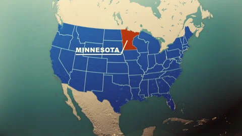 Minnesota Map Highlight USA 3D Political Globe Animation Stock Footage 313679903