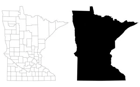 Minnesota Map. Minnesota administrative map, Minnesota outline and counties.. Stock Illustration