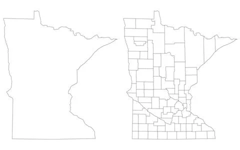 Minnesota Map. Minnesota administrative map, Minnesota outline and counties.. Stock Illustration