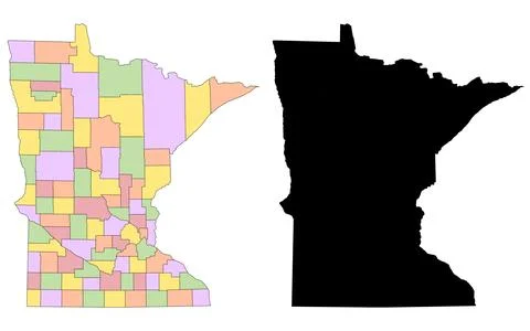 Minnesota Map. Minnesota administrative map, Minnesota outline and counties.. Stock Illustration