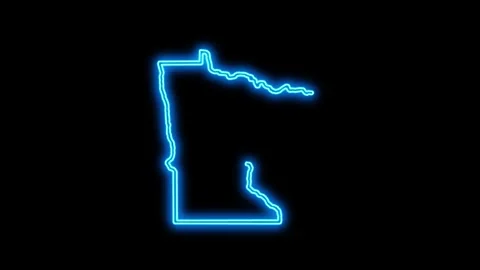 Minnesota Map Outline Neon Lights 库存影片 332891653