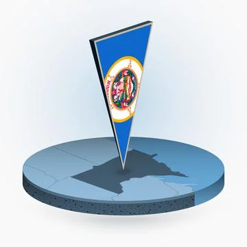 Minnesota map in round isometric style with triangular 3D flag of US State .. Stock Illustration