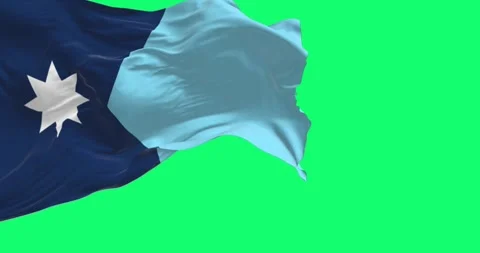 Minnesota new state flag waving with american flag isolated on green backgrou Stock Footage 280346376