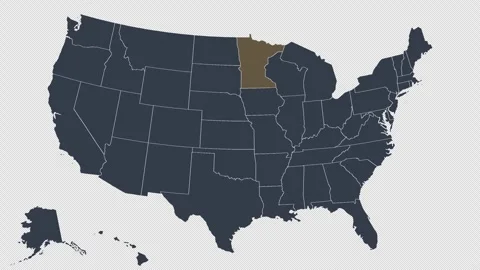 Minnesota Pulsing on US Election Map Animation Seamless Loop Alpha Channel 4K 스톡 동영상 341308764