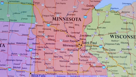 MINNESOTA ROADMAP.  4K, ECU, MACRO SLIDER SHOT. Video stock 159732767
