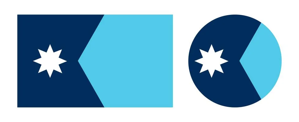 Minnesota round, rectangular flags set. Minnesota state flag symbol. Button 스톡 일러스트