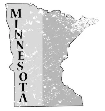 Minnesota State and Date Map Grunged Stock Illustration