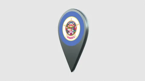 Minnesota State Flag Location Map Marker Pin With Alpha Channel Looped Видео 239457164