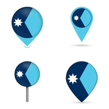 Minnesota State Flag Map Pin Icons Set Collection. Vector Illustration. Illustrazione stock