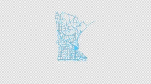 Minnesota State Line Map Self Drawing Animated Overlay, Alpha 4K Видео 340292927