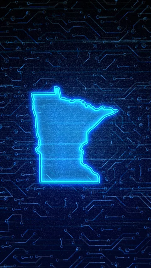 Minnesota State Map Digital Technology Opener 스톡 동영상 336391153