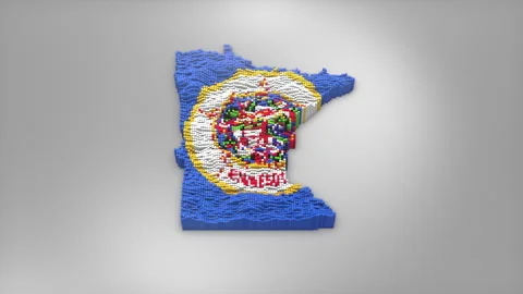 Minnesota State Map with Flag Intro Background Stock Footage 315166106