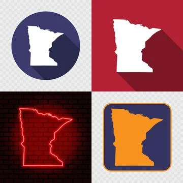 Minnesota State Map Icons Set, USA Silhouette Collection in Flat, Minimal a.. Stock Illustration
