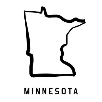 Minnesota state map outline - smooth simplified US state shape map vector. Ilustração Stock