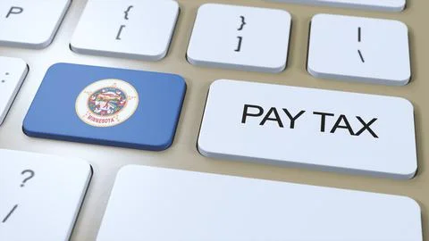 Minnesota State Pay Tax 3D Illustration. Flag of State Stock Illustration