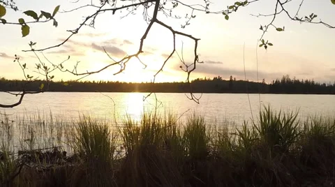 Minnesota Sunset Over Webster Lake Stock Footage