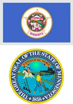 Minnesota US State Flag and Coat of Arm Design Stock Illustration