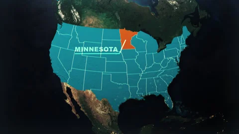 Minnesota US State Satellite Map Animation V2 Stock Footage 310314115