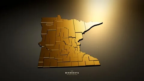 Minnesota USA 3D state map in gold style Stockbeeldmateriaal 341172026