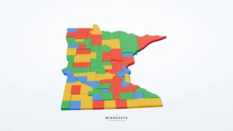 Minnesota USA state map 3D animation seamless loop 스톡 동영상 341069645