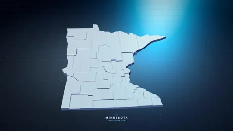 Minnesota USA state map with glowing tech digital network style Stock Footage 340614038