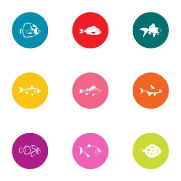 Minnow icons set, flat style Stockillustratie