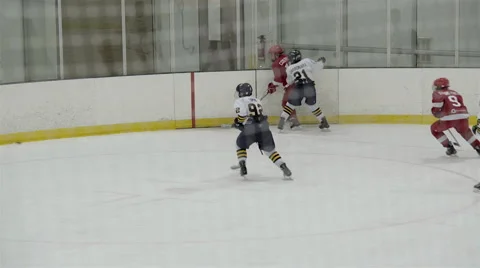 Minor bantam hockey game action. 4K UHD. Stock Footage 58697216