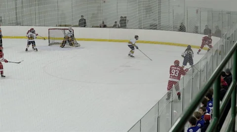 Minor bantam hockey game action. 4K UHD. Video stock 58716699
