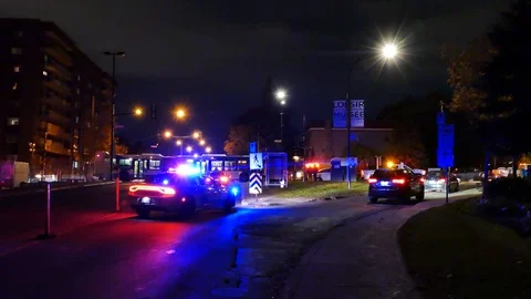 Minor car accident at intersection at night Stock Footage 120165423