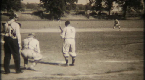 Minor league baseball game in anytown USA 1950s vintage film home movie 2084 Stock Footage