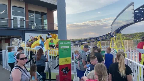 Minor League Baseball - Small Roller coaster at Ballpark Stock Footage 159813554